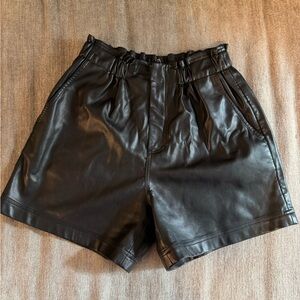 Modern Citizen High Waist Black faux Leather Shorts
